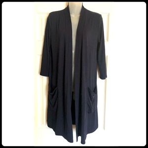 Navy Blue Open Cardigan with Pockets
